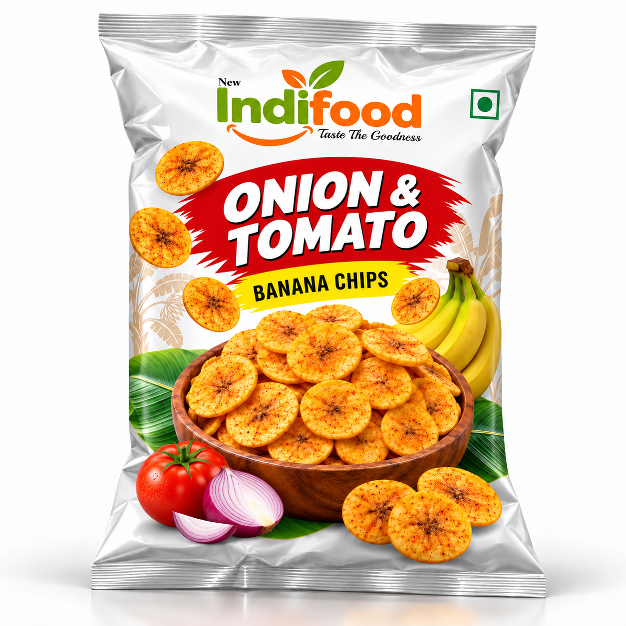 New Indifood Onion & Tomato banana chips packaging concept